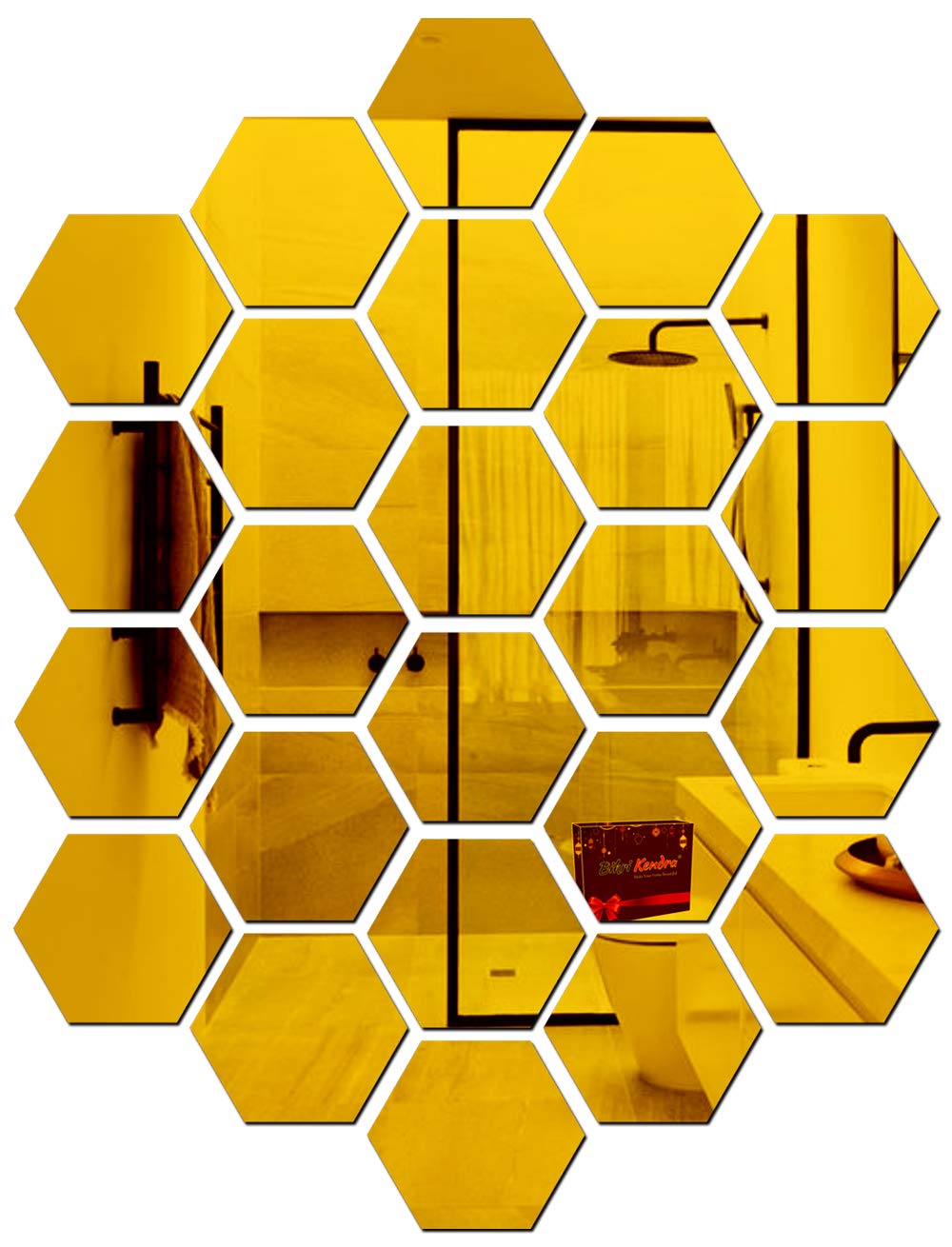 Great Collection - Golden Hexagon 3D Acrylic Wall Stickers