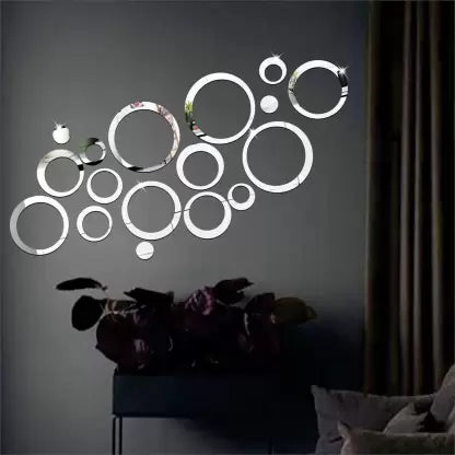 Great Collection - 30 Different Six Size Circle Golden 3D Acrylic Stickers for Wall, 3D Acrylic Sticker, 3D Mirror Wall Stickers, 3D Mirror Stickers Wall Decor Items for Home and Office. Self Adhesive Sticker  (Pack of 30)