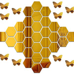 Great Collection - Golden Hexagon 3D Acrylic Wall Stickers