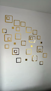 Great collection - Square Golden  Set Decorative Mirror Stickers for Wall