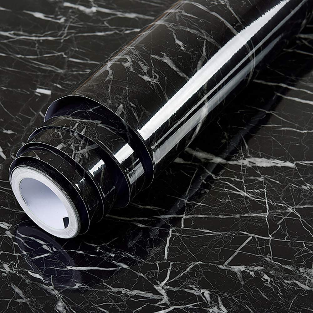 Black Marble Wallpaper for Kitchen Counter Top Waterproof & Oil Proof (1.3 Meter)